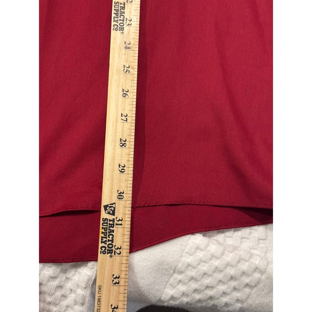 Geoffrey Beene Men Red Sateen Dress Shirt XL 17.5 32/33 Wrinkle Free Button Down - Picture 5 of 8